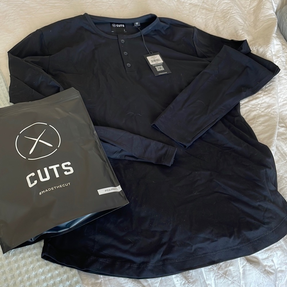 Cuts black long sleeve Henley